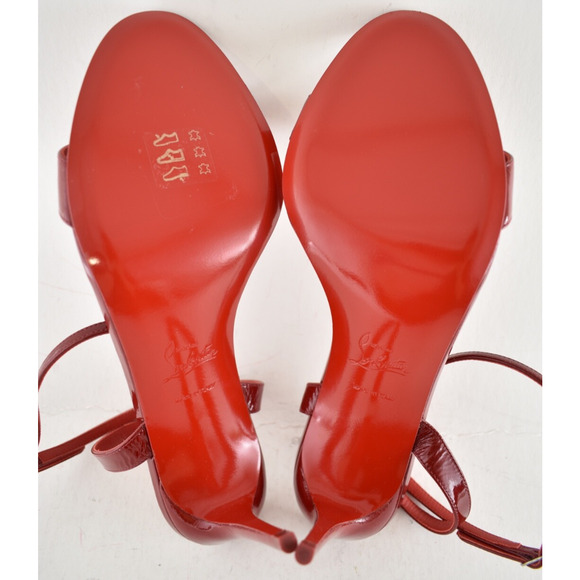 Christian Louboutin Loubigirl 85 Loubi Red Pat Ankle Strap Sandal Heel Pump 40 - Picture 11 of 11